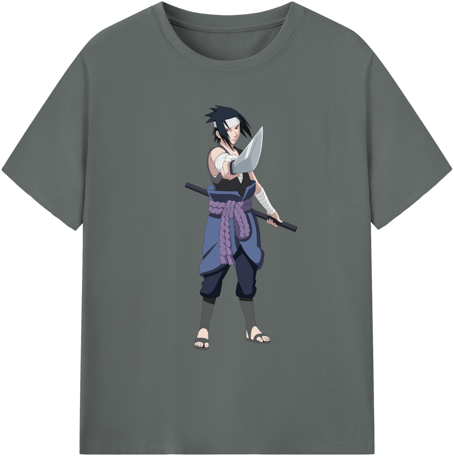 （画像用） NARUTO -ナルト- うちは サスケ Uchiha Sasuke 綿100％ メンズ半袖Tシャツ｜肌触りやわらか＆通気性